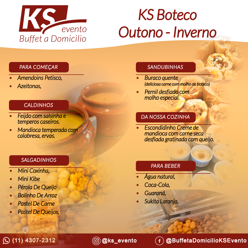 KS Boteco Outono / Inverno Sem Bebidas Alcoólicas.